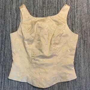 VTG‎ Mori Lee Corset Top Floral Sleeveless Fitted Party Occasion Beige Size 12